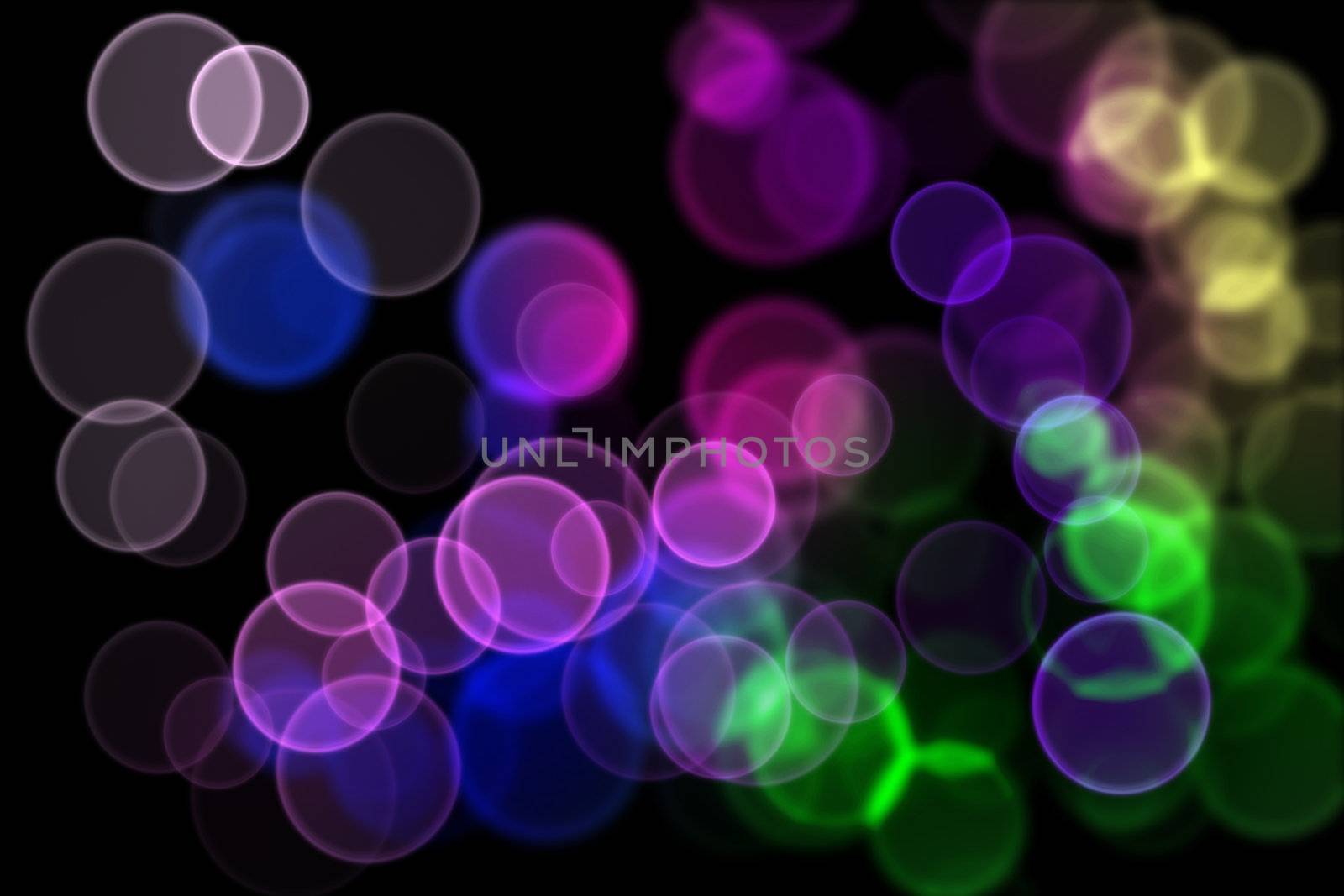 Many colored lights on a black background