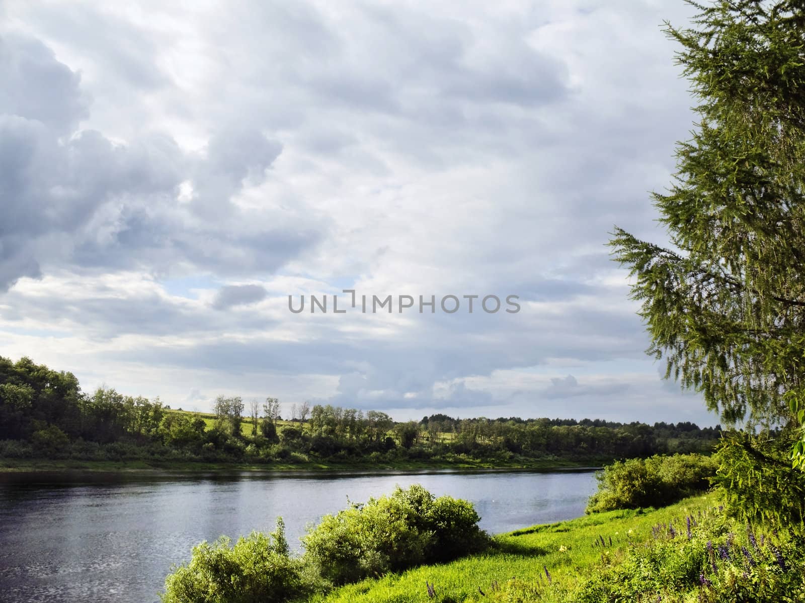 The river Zapadnaya Dvina under the cloudy sky