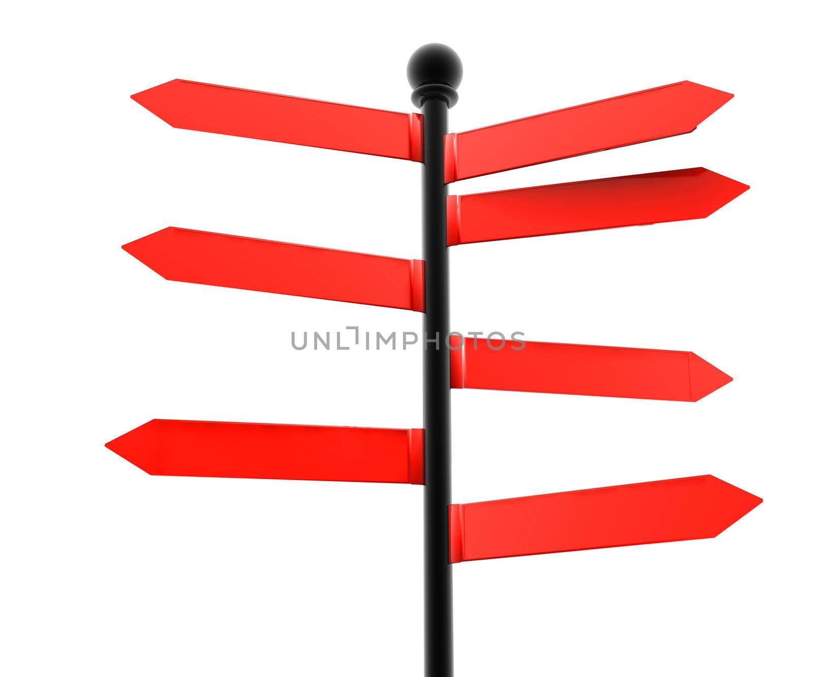 Seven red advisory on a black pole isolated on white