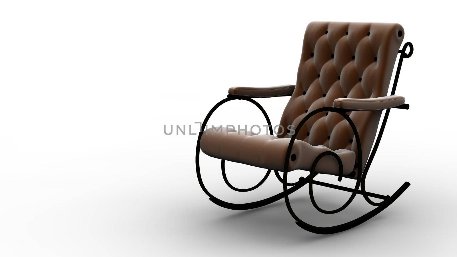 A brown rocking chair isolated on white