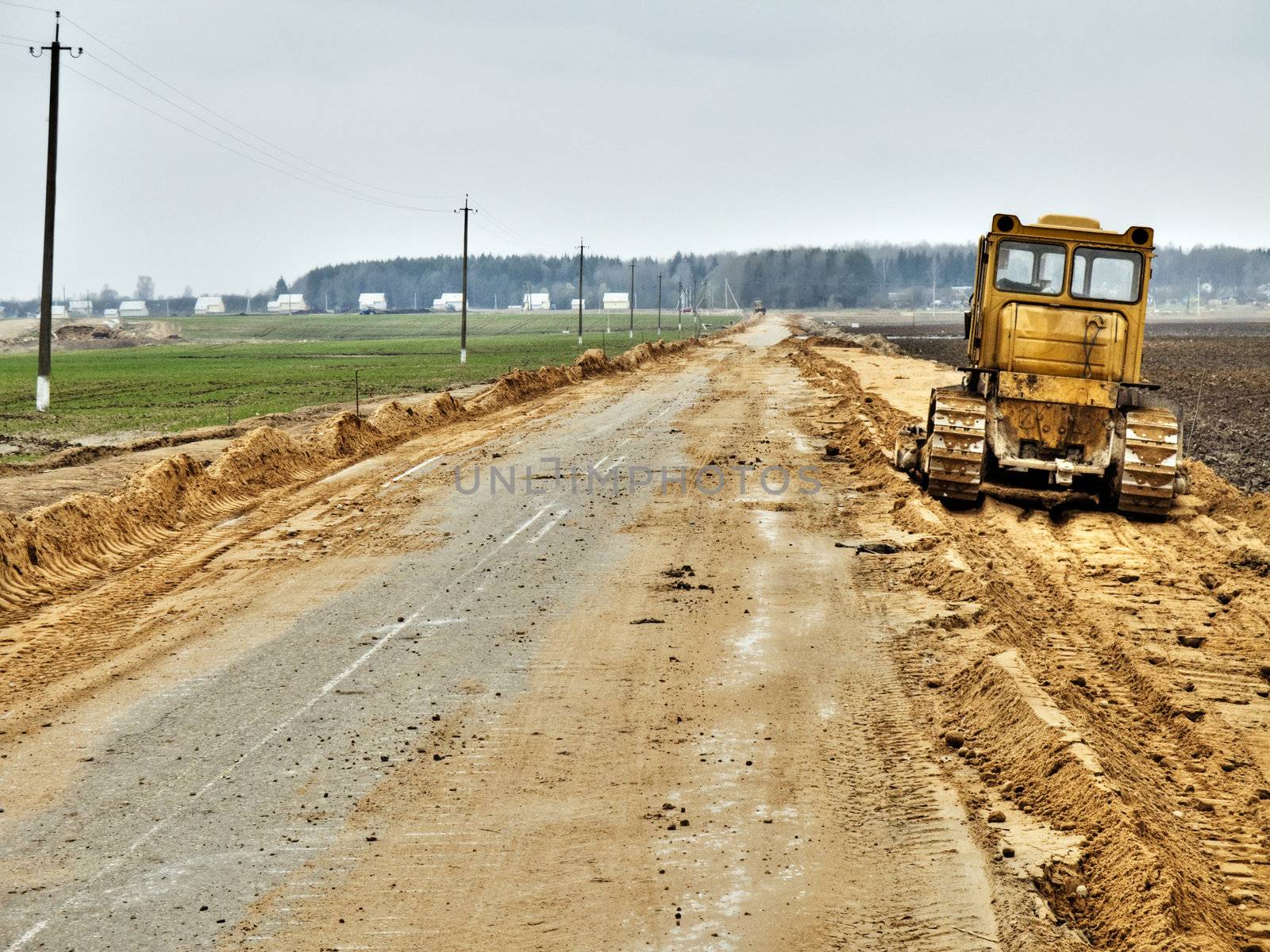 building technics on a ground of constructed road