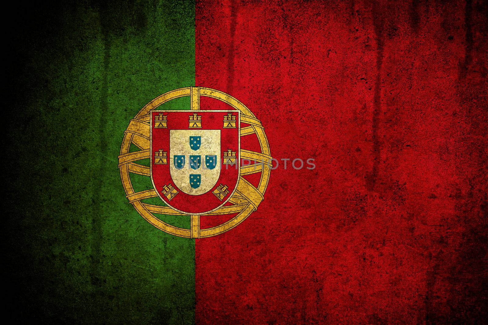 An old grunge flag of Portugal state