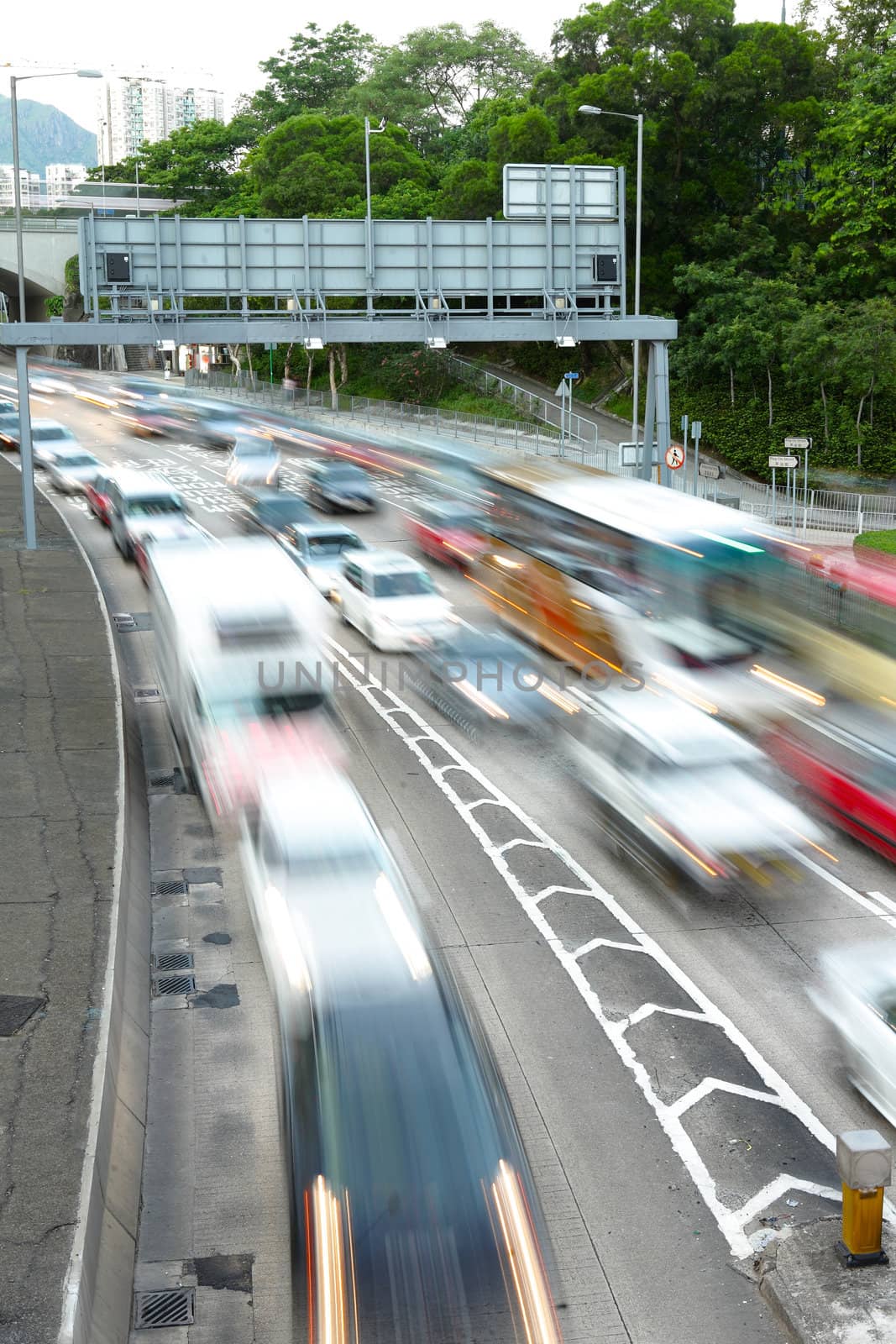 traffic jam with motion blur