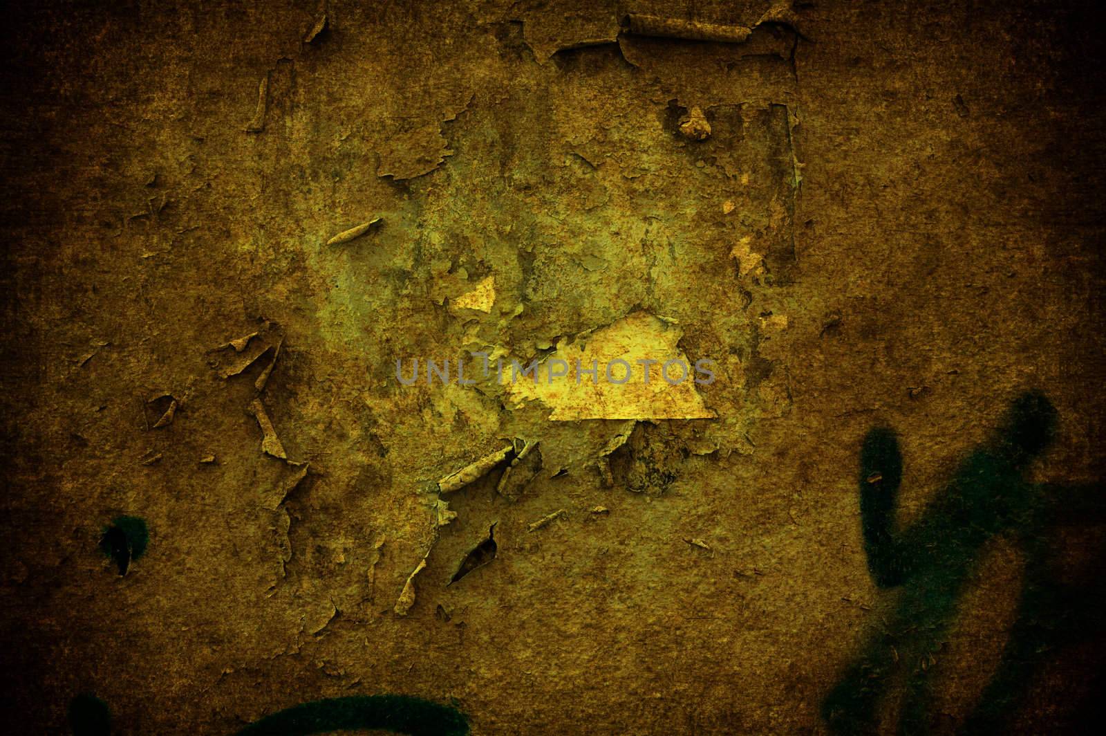 A cracked light yellow grunge concrete background