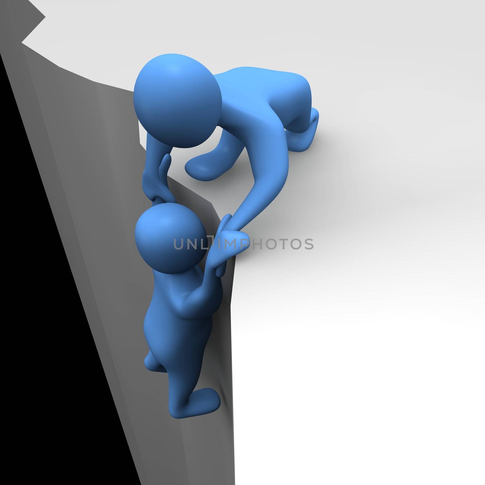 Helping in dangerous situation. 3d rendered illustration.