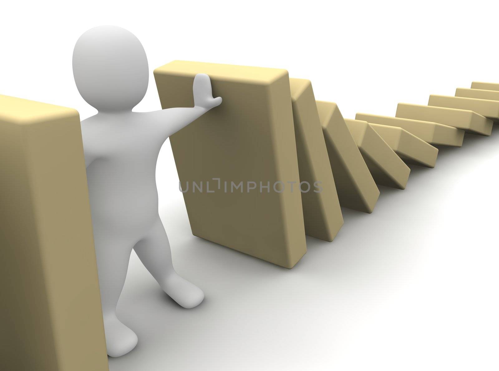 Stopping collaps. 3d rendered illustration isolated on white.