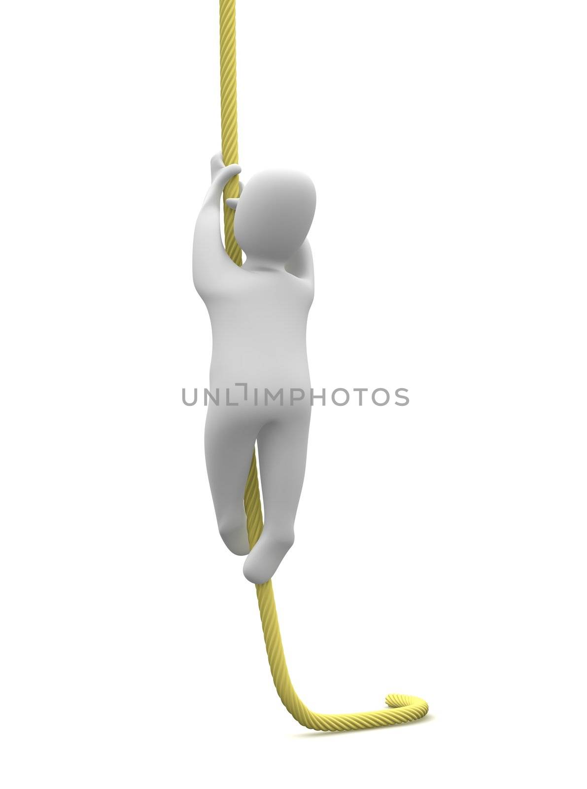 Climbing man. 3d rendered illustration isolated on white.