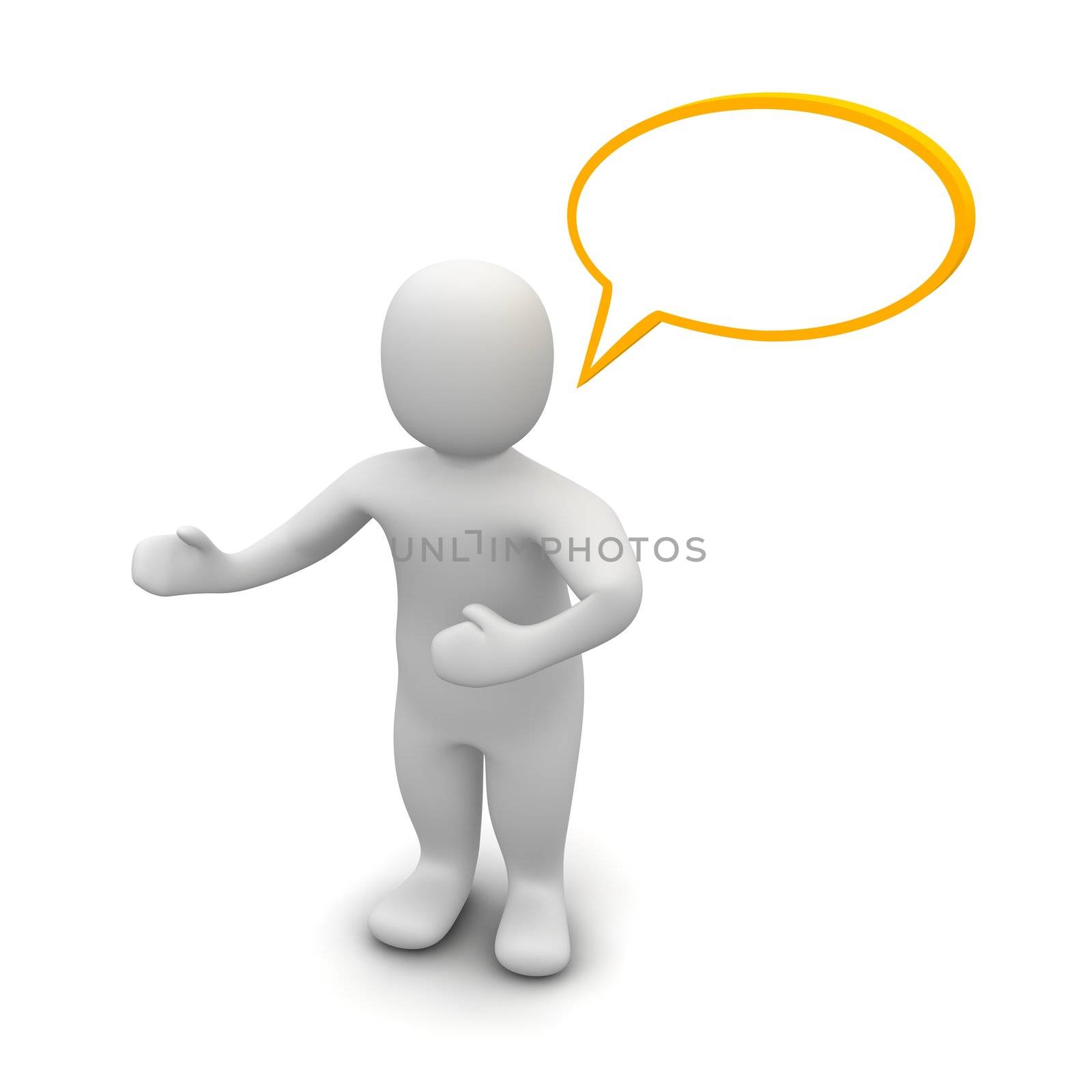 Man with empty speech bubble. 3d rendered illustration.