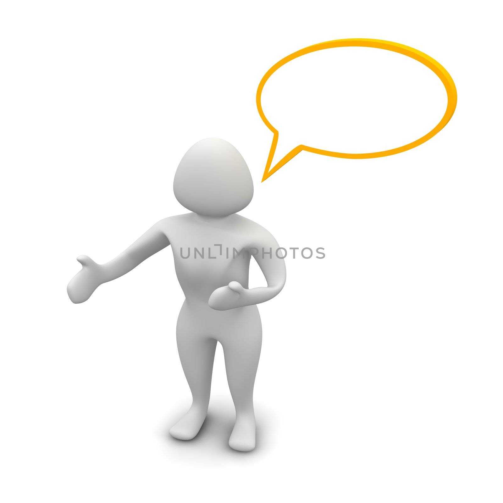 Woman with empty speech bubble. 3d rendered illustration.
