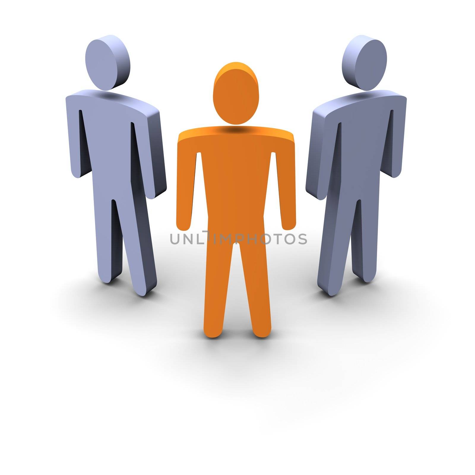 Three persons group. 3d rendered illustration.