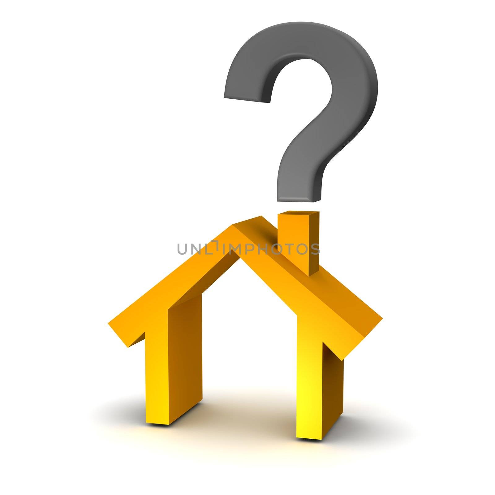 House and question mark. 3d rendered illustration.