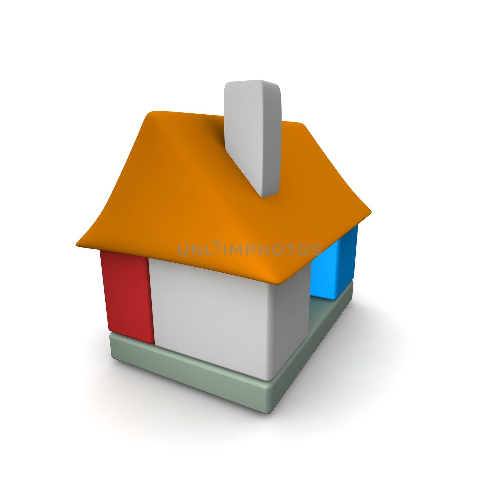 Colorful house icon built of blocks. 3d rendered illustration.