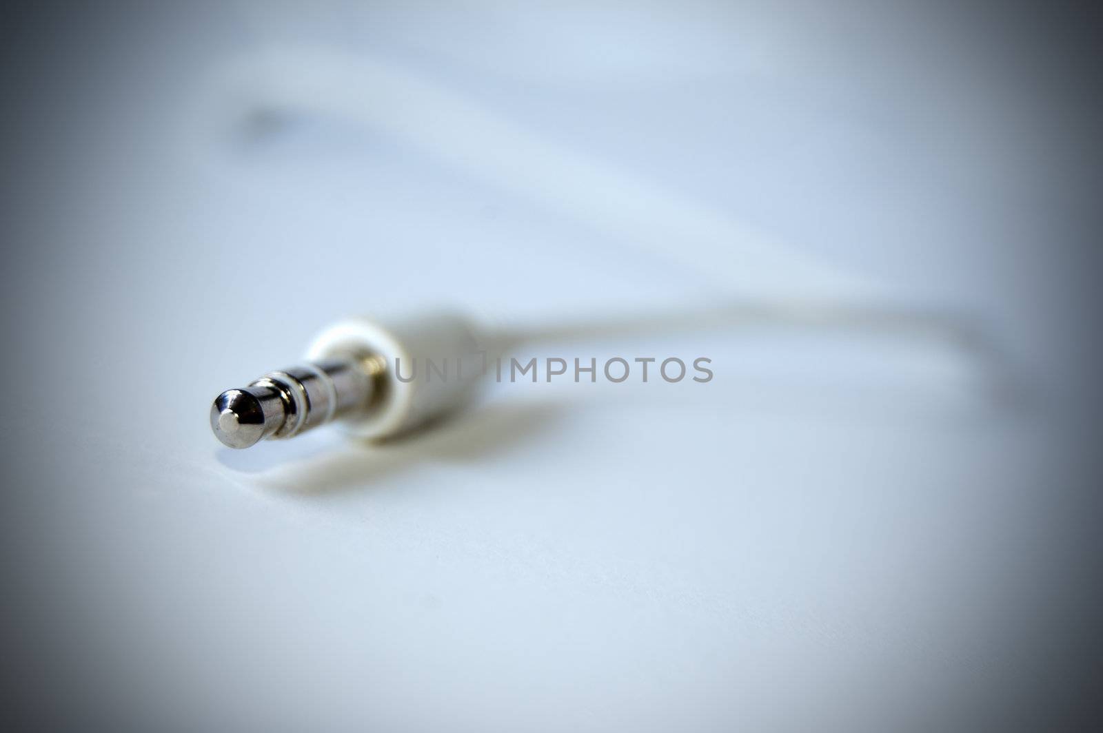 White connector of an headphones isolated on white