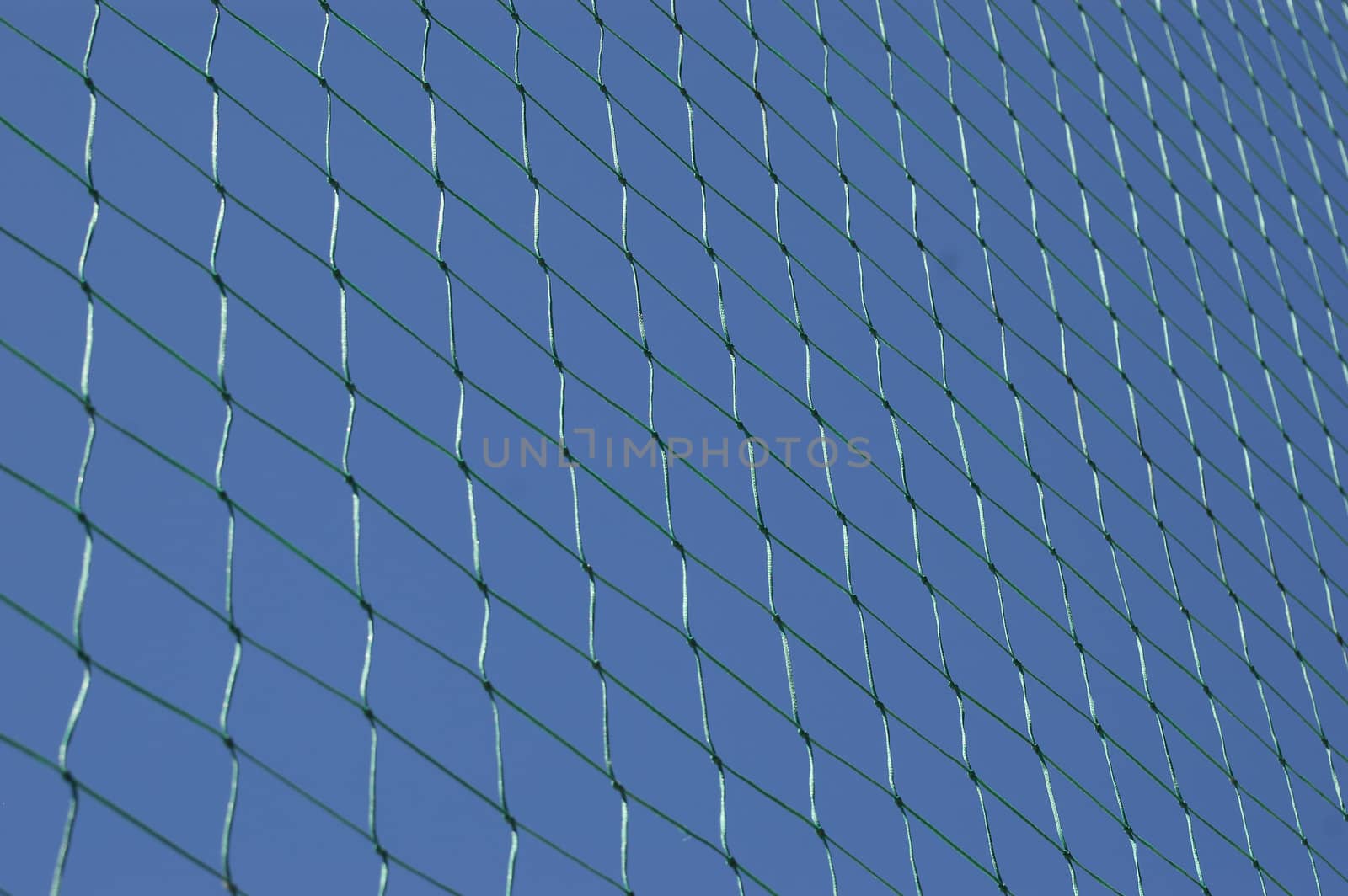 A green net with a blue sky in backround