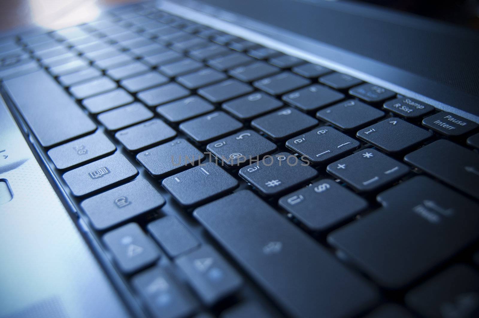 Close up on a black keyboard of a laptop