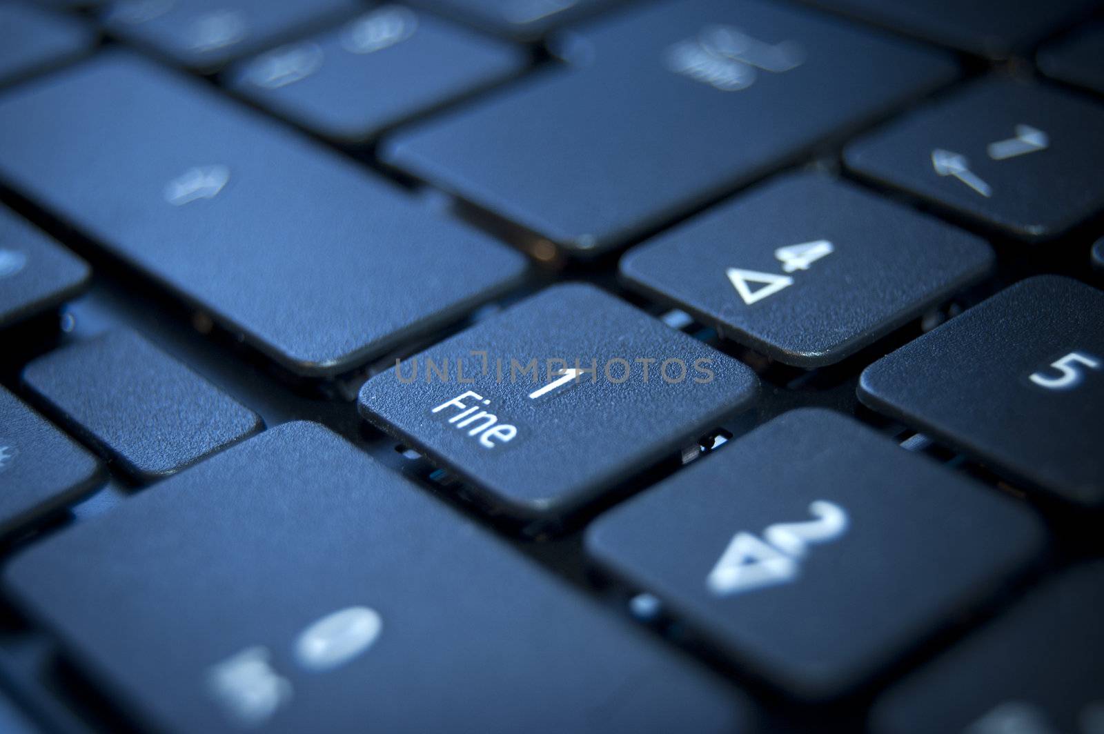 Close up on a black keyboard of a laptop