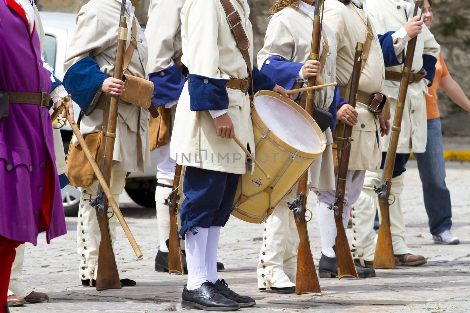 Troop of soldiers in training during the re-enactment of the War by FernandoCortes