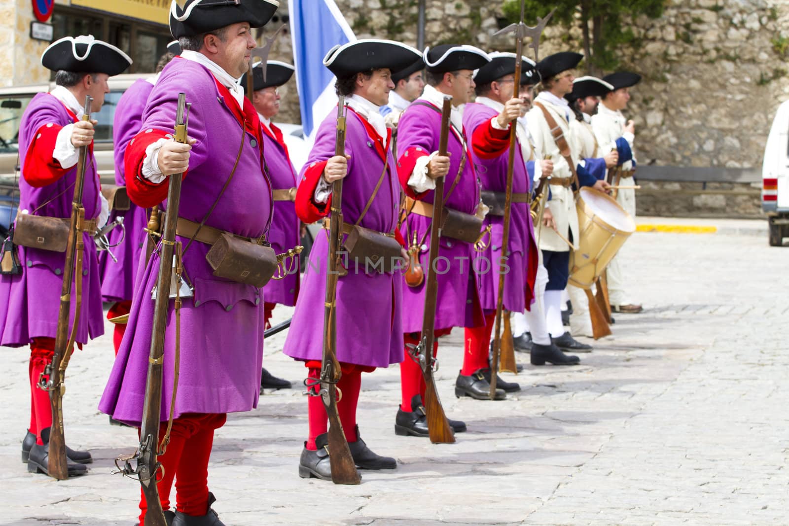 Troop of soldiers in training during the re-enactment of the War by FernandoCortes