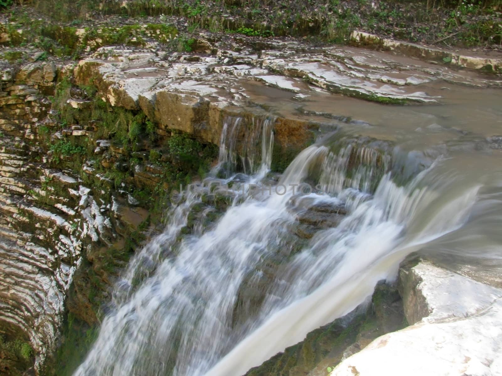 Falls; the river; a stream; water; a moisture; beauty; Caucasus