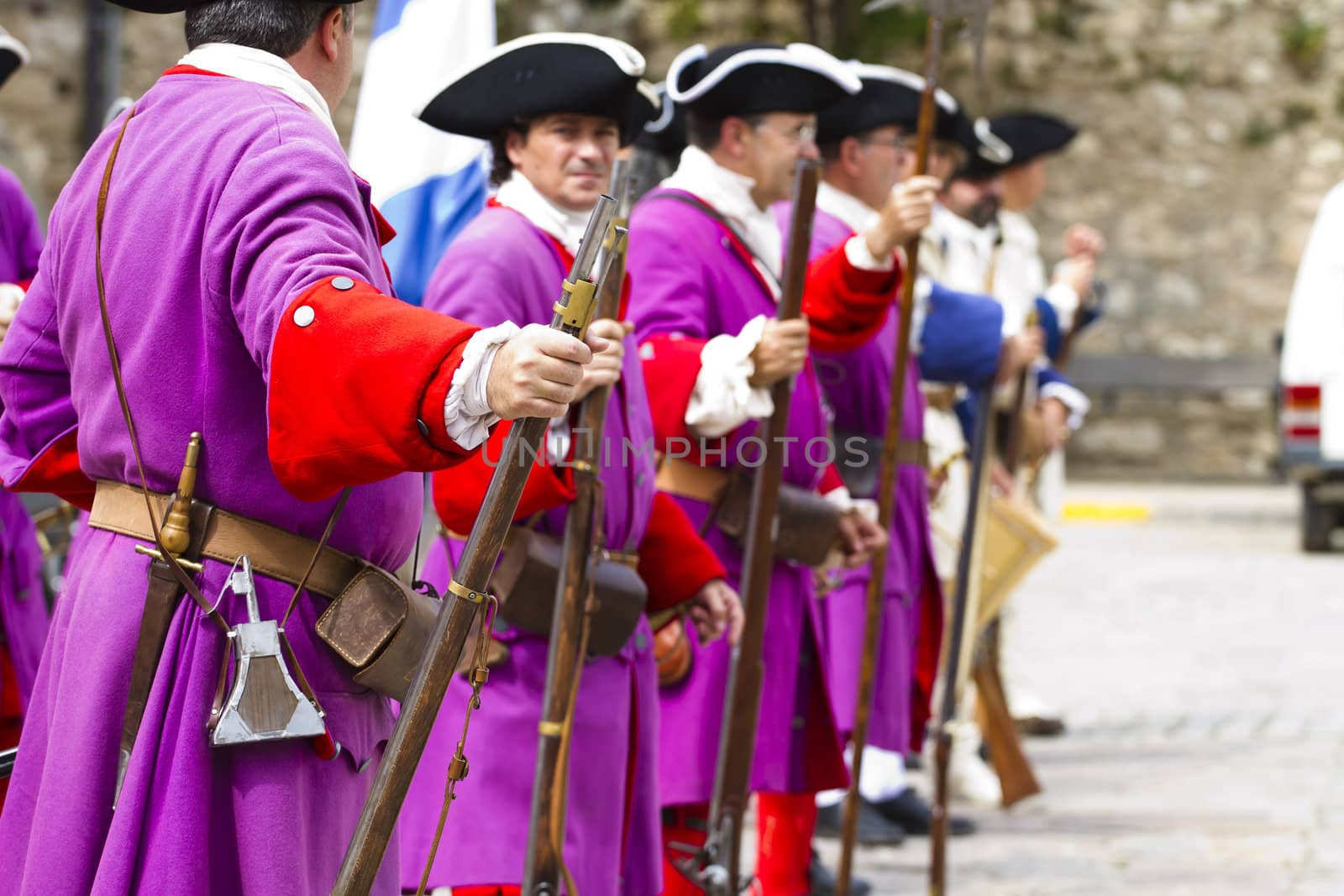 Troop of soldiers in training during the re-enactment of the War by FernandoCortes