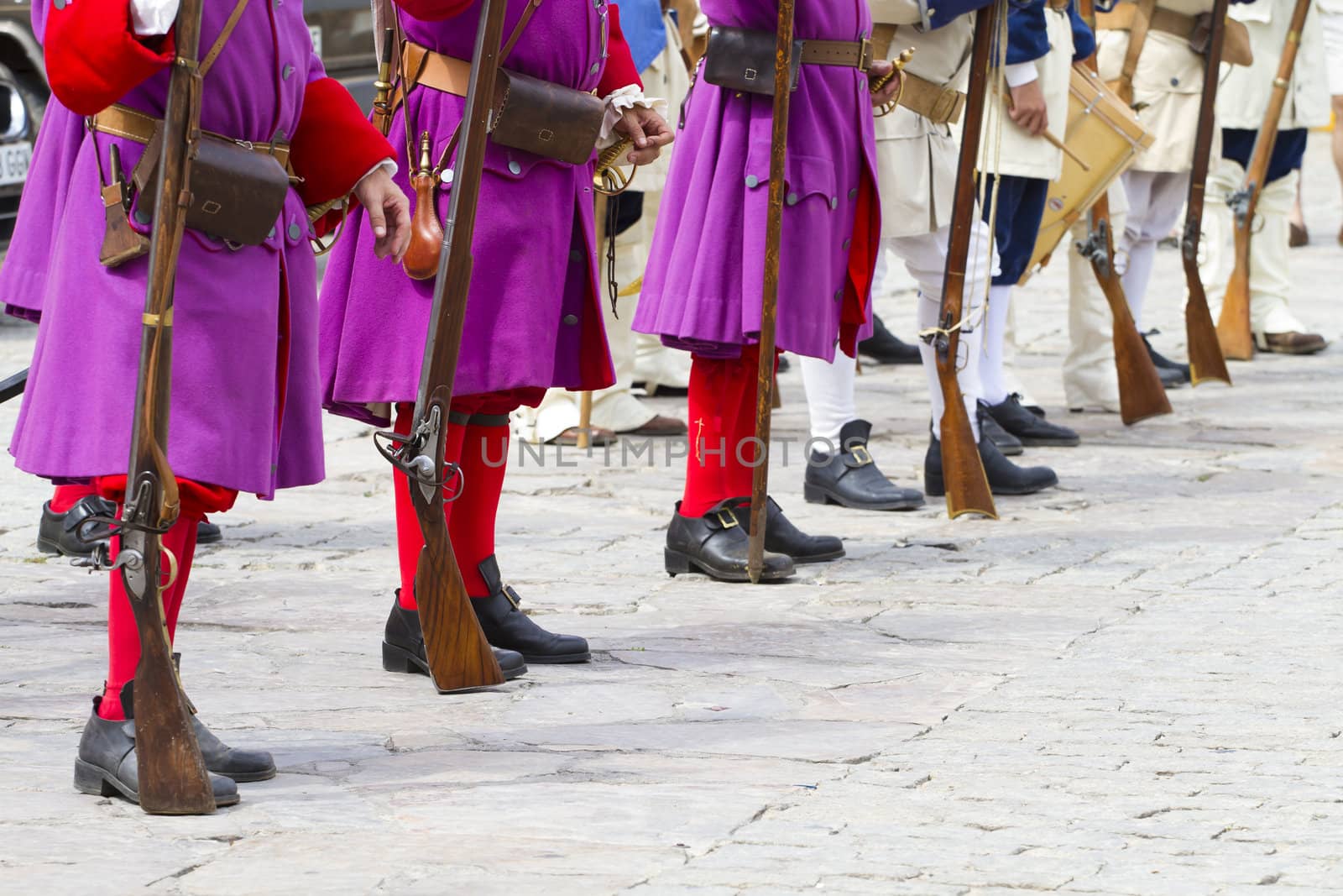 Troop of soldiers in training during the re-enactment of the War by FernandoCortes