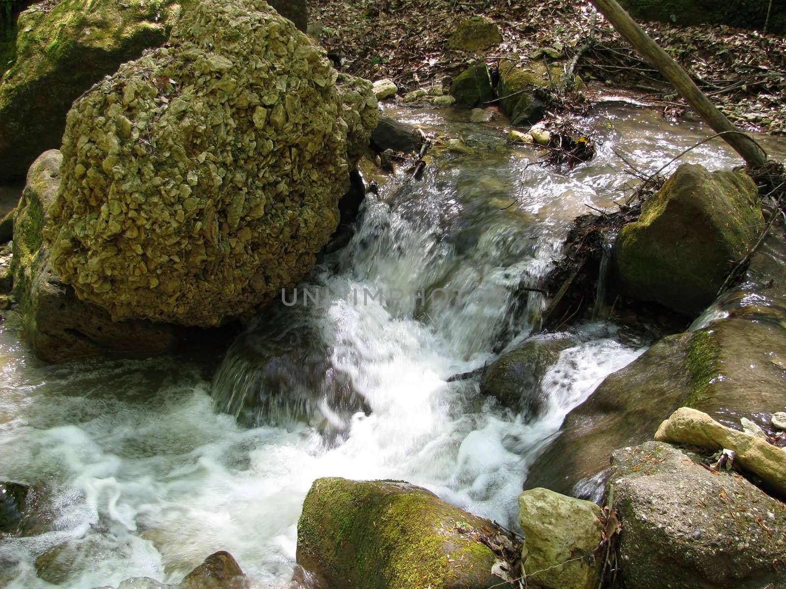 Falls; the river; a stream; water; a moisture; beauty; Caucasus; Russia; the Europe