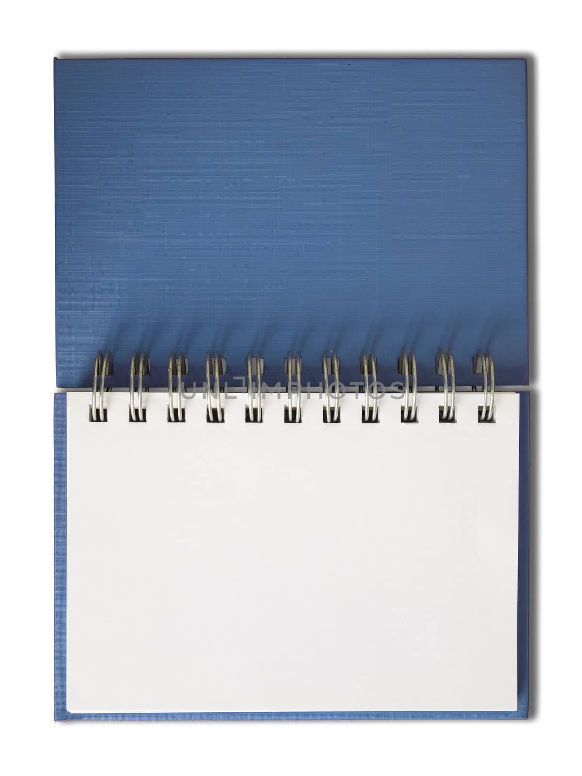 Blue Notebook horizontal single blank page Isolated