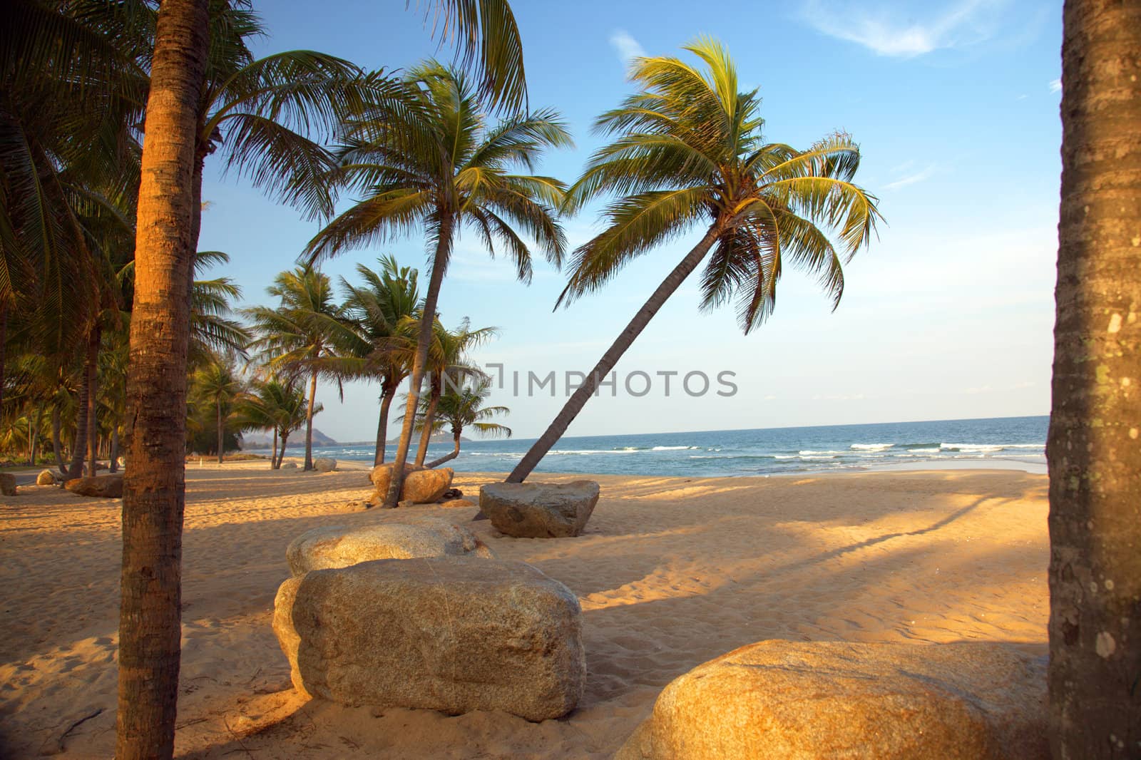 South Seas beach in the evening twilight - horizontal