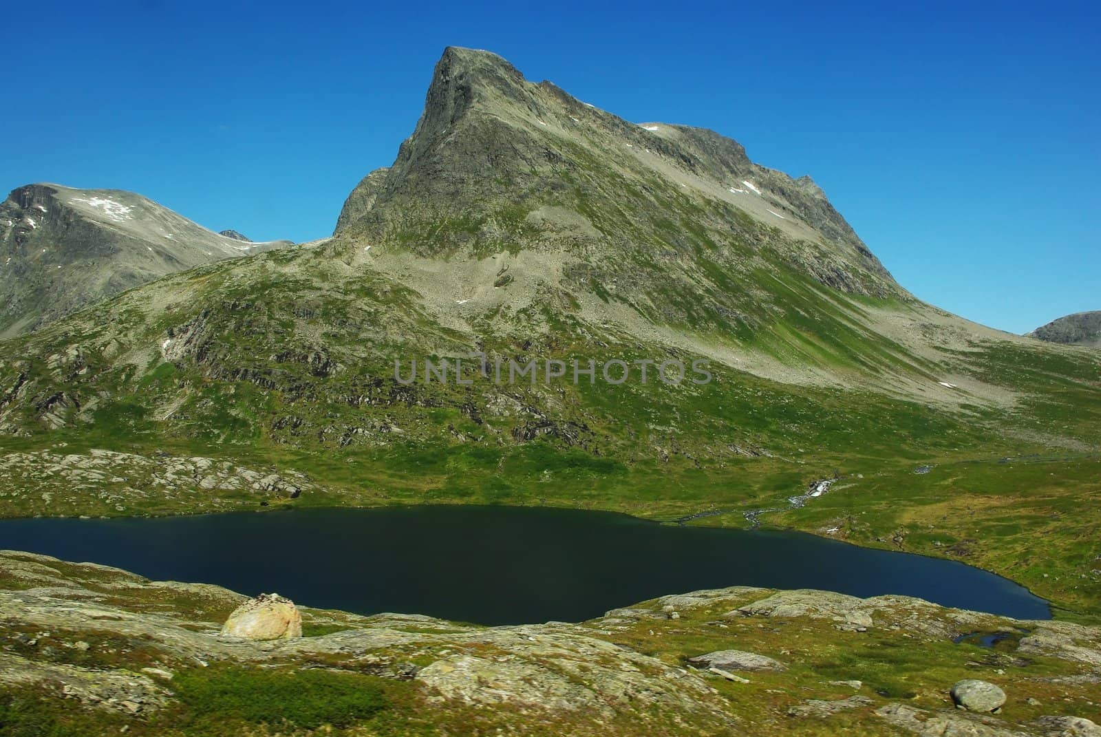 Mountain lake in Norway near Trollstigen
