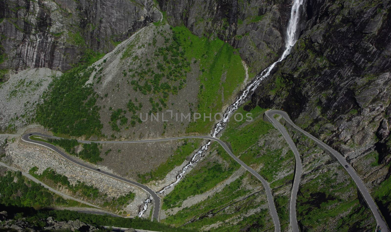 Beautiful view from famous norwegian mountain road "Troll's path"