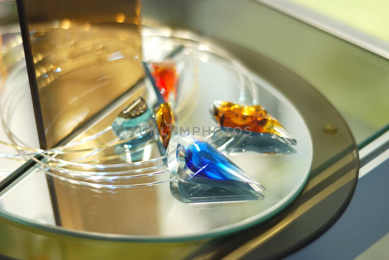 blue diamond on a glass table