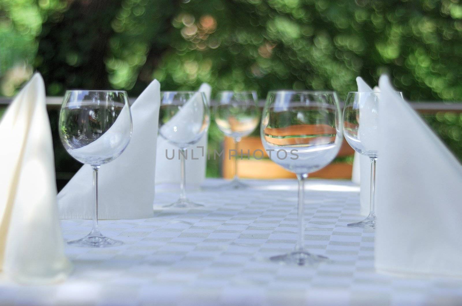 close-up of stilysh glasses. catering background
