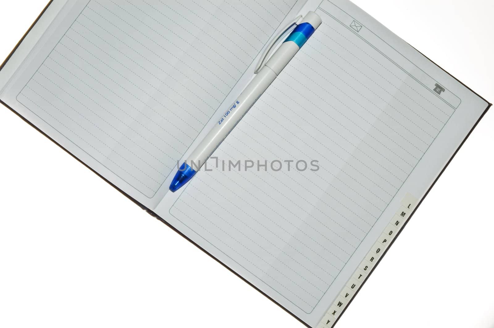 Notebook on white background