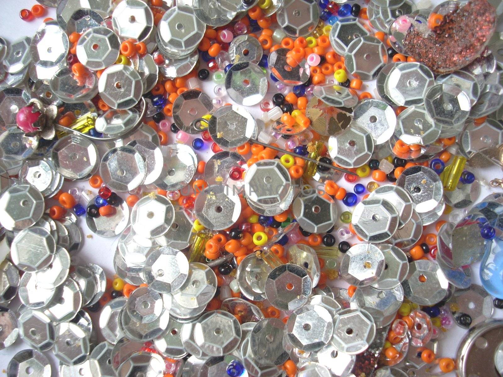 Shining glass beads and spangles texture