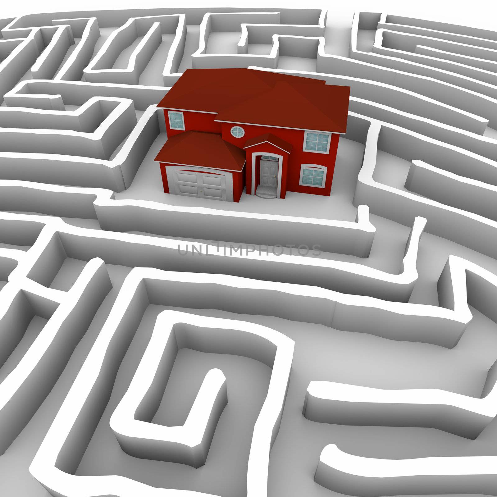 Red Home in Maze - Find Path to Ownership by iQoncept