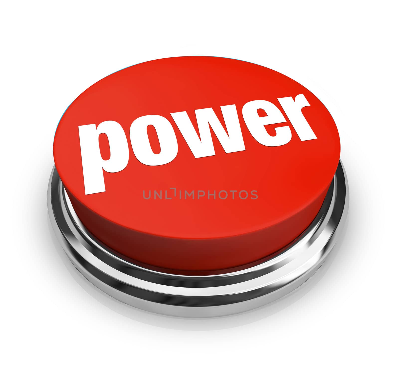 A red button with the word Power on it