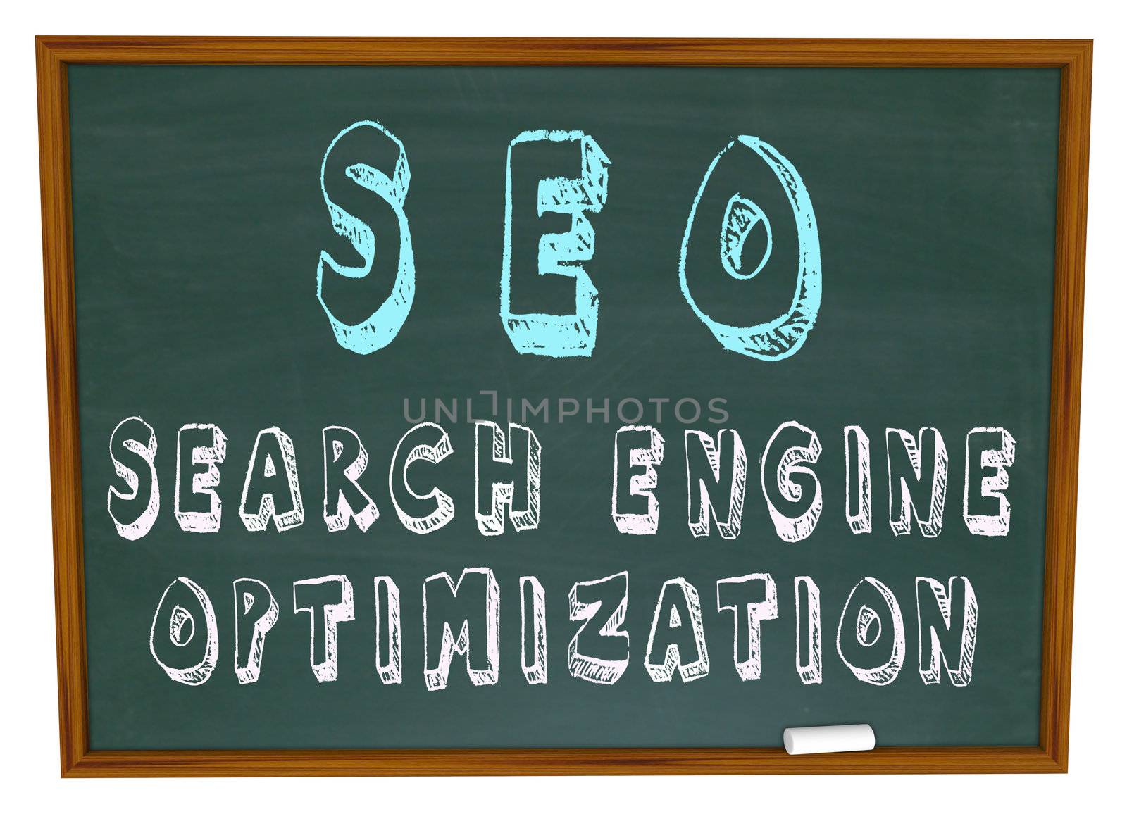 The words Search Engine Optimization written on a chalkboard