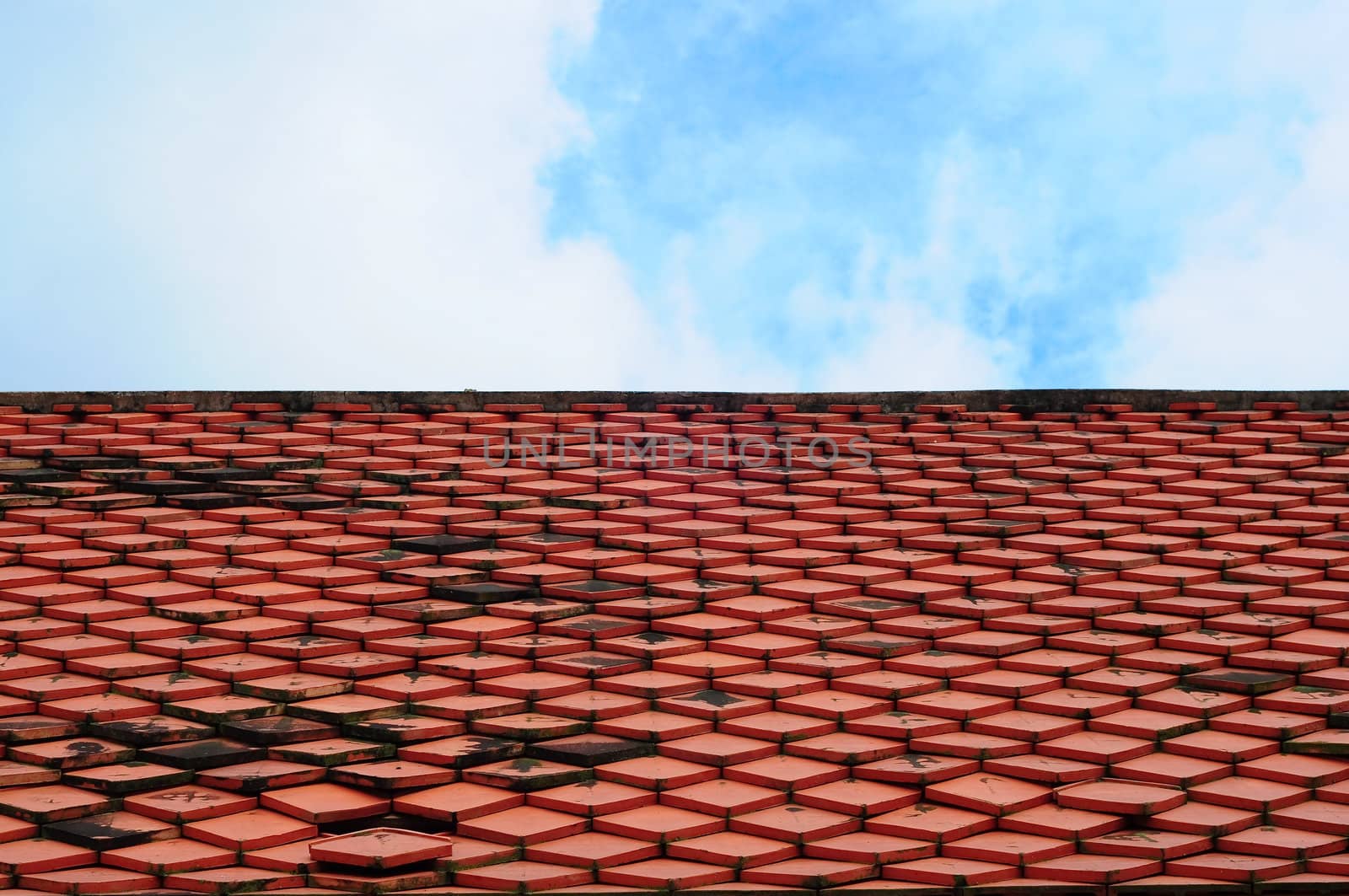 Tiled roof and blue sky