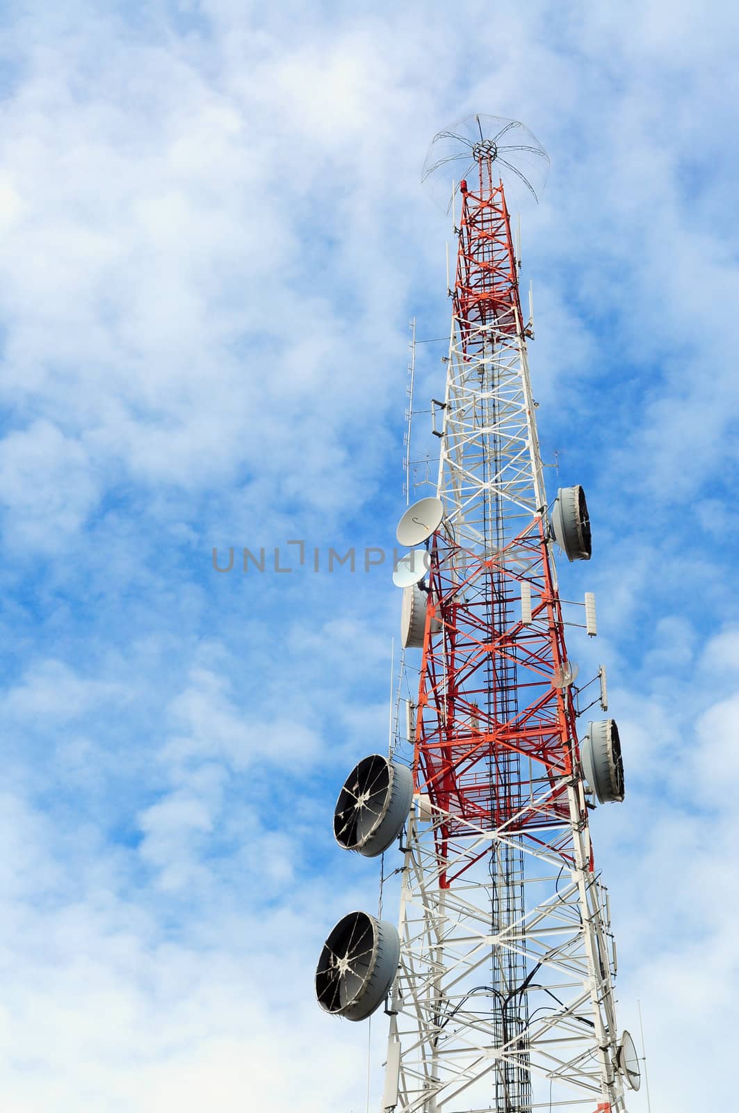 broadcasting antenna in blue sky