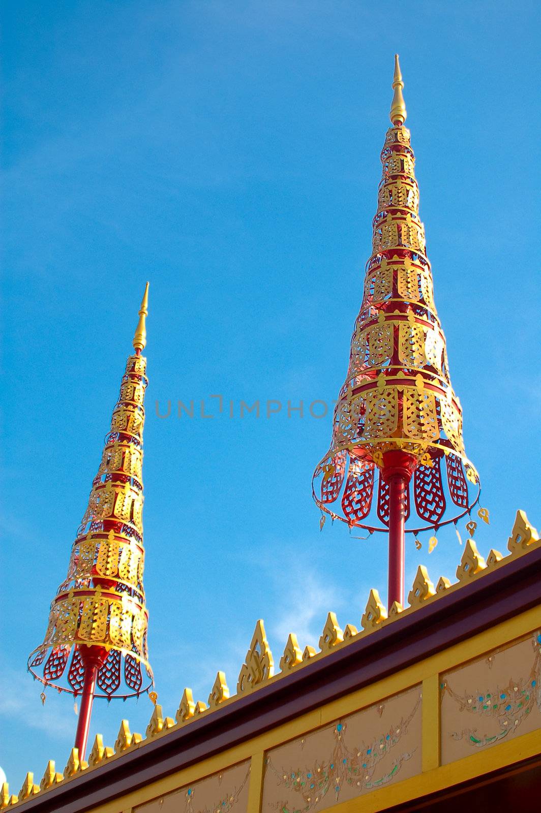 Golden tiered umbrella