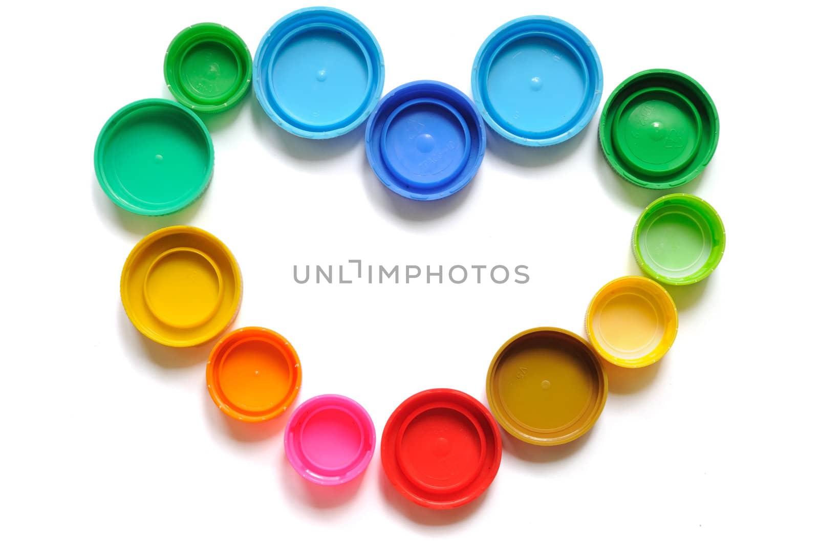 Colorful plastic bottle screw caps used to seal plastic bottles