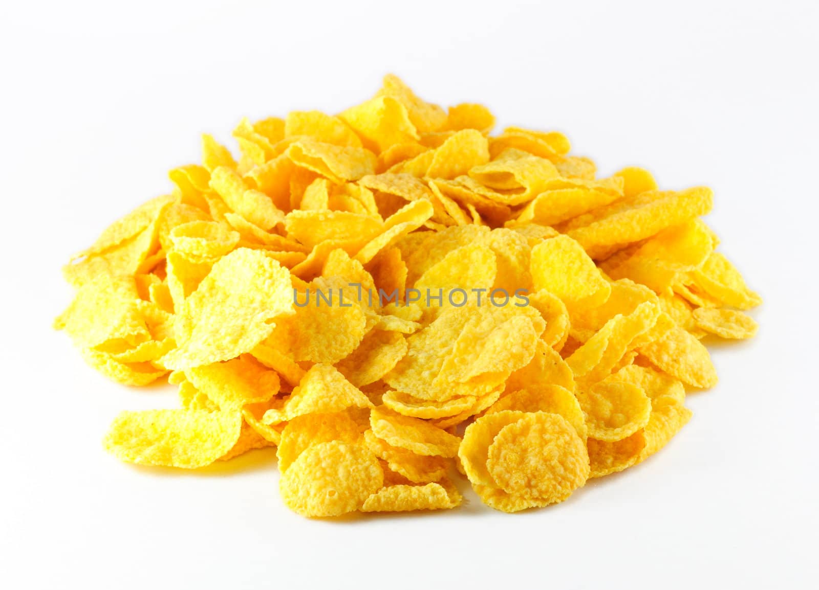 pile of cornflakes isolated