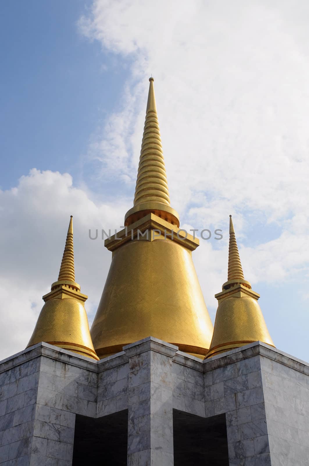 Three golden stupa