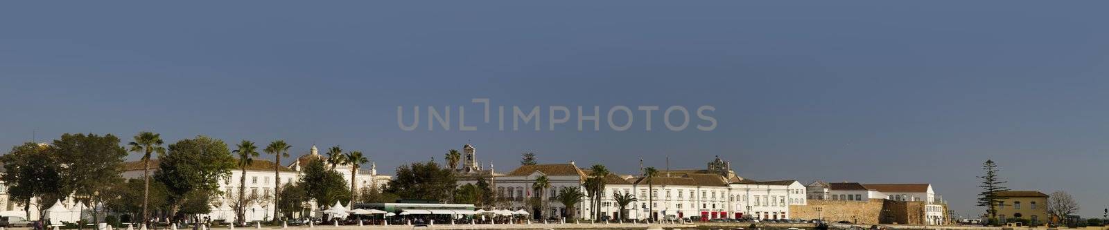 View of part of the tourist area in the city of Faro, Portugal.