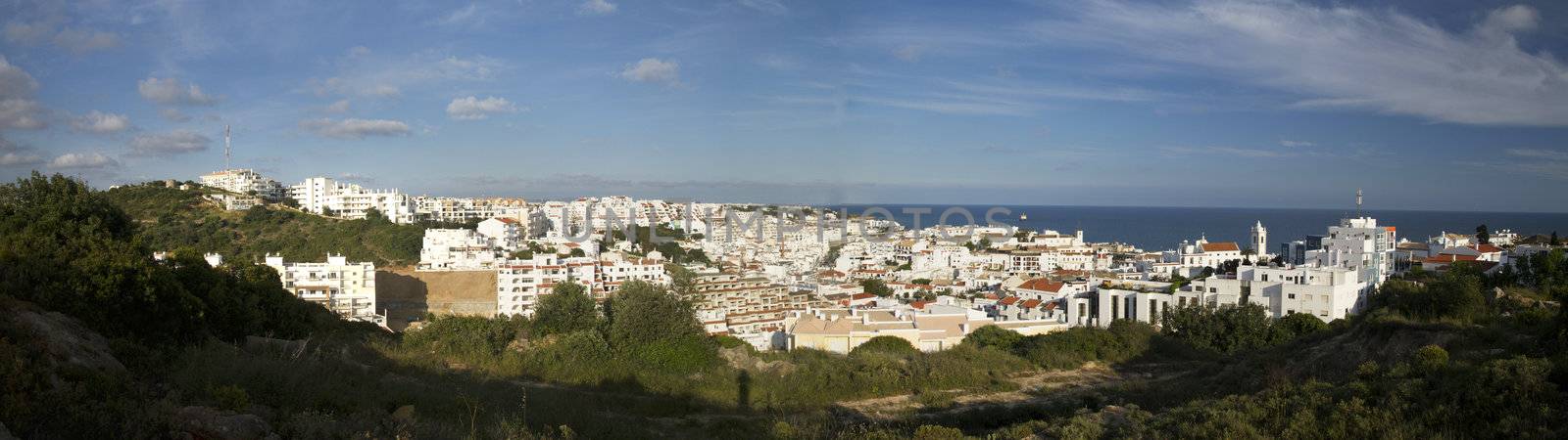 Panoramic view of the Albufeira city located on the Algarve, Portugal.