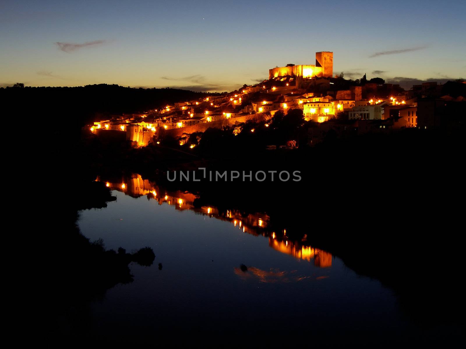 Mertola city on Alentejo, Portugal at night.