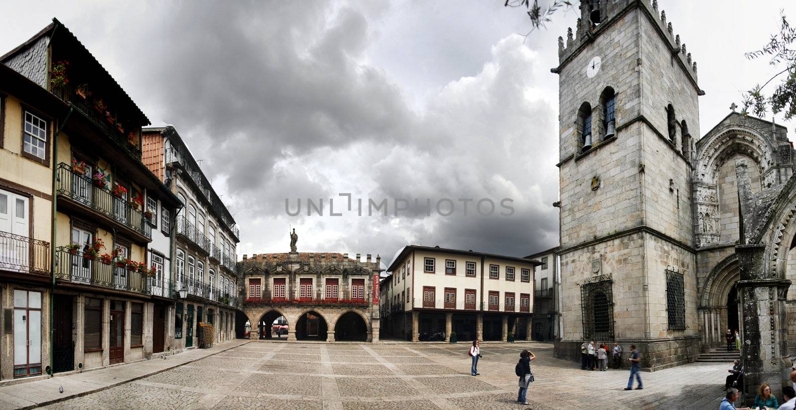 This panoramic view of the historical  Plaza Oliveira in Guimaraes city shows that Portugal has wonderful places to visit and discover.
