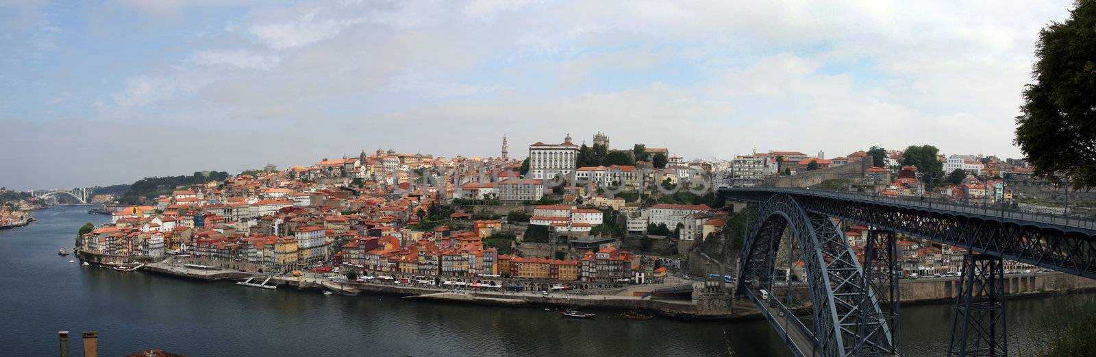 Panoramic view of the downtown area of the city of Porto, Portugal.