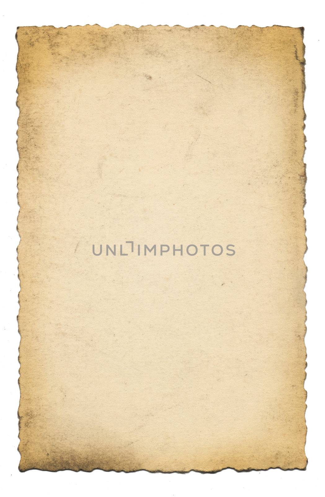 An isolated old grunge paper on a white background