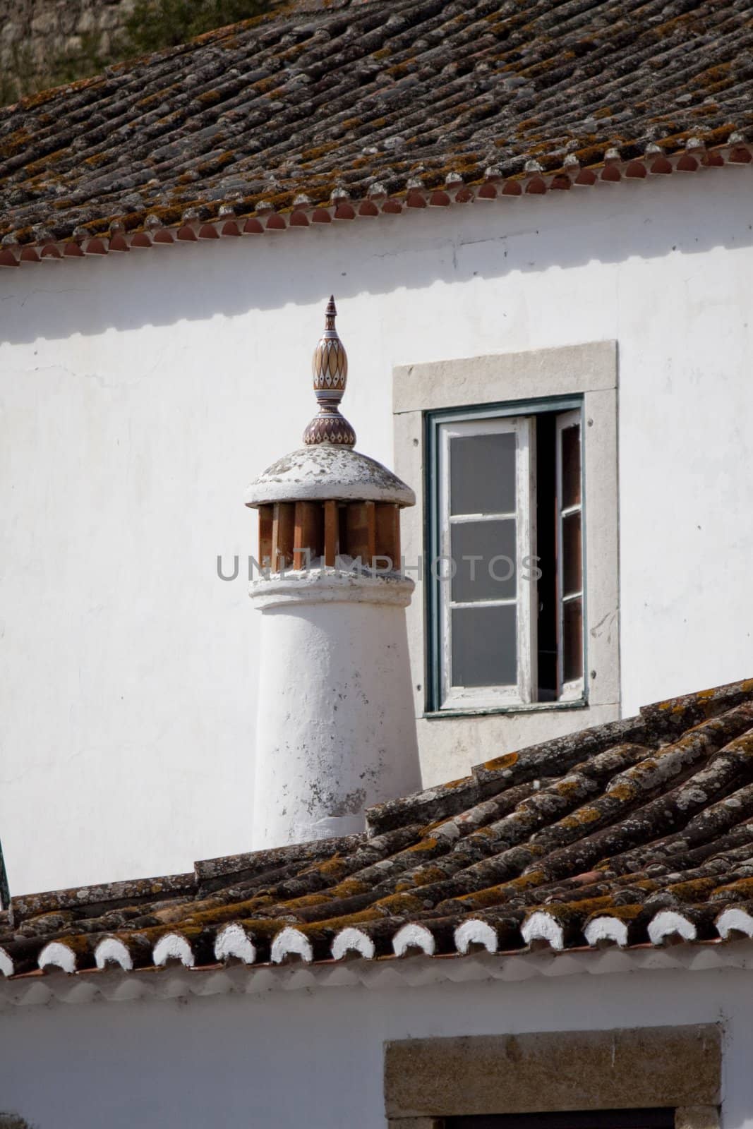 View of a typical portuguese chimney on the rooftops.
